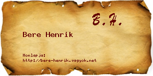 Bere Henrik névjegykártya